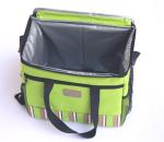 600D Polyester Strips Insulated Picnic Bag with Tote Handle , Blue / Green
