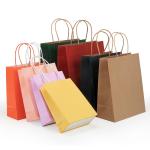 Custom Plated Cake Bread Food Packaging Shopping Kraft Handle Paper Bags With