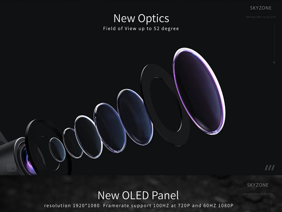 High Performance SKYZONE SKY04X PRO 5.8GHz 48CH FPV Goggles with 1920X1080 OLED DVR Head Tracker for RC Racing FPV Drone