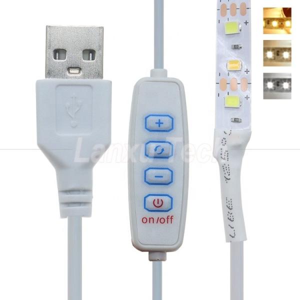 5V Output Stepless Dimming ON OFF Switch USB Dimmer Cable for LED Light Strip