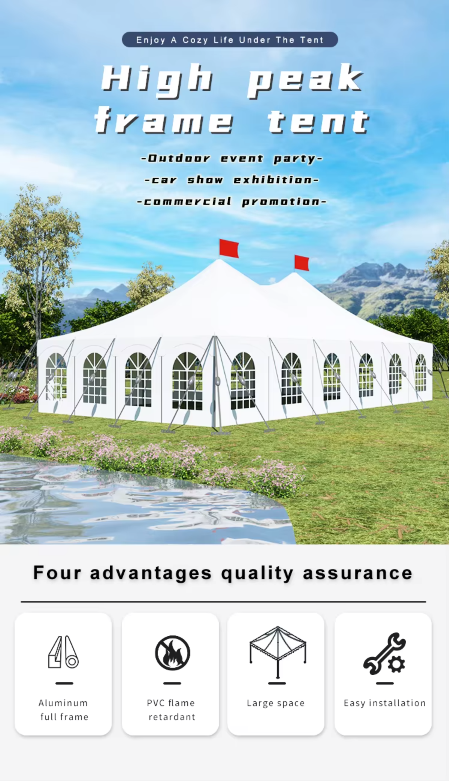 American Outdoor Event Pole and Peg Tent Aluminum Alloy Canopy with Easy Installation Portable Tent Manufacturer Wholesale Reinforced Peg and Pole
