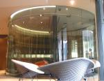 12.76mm Clear Toughened Laminted Curved Glass Fixed And Sliding Panels Office