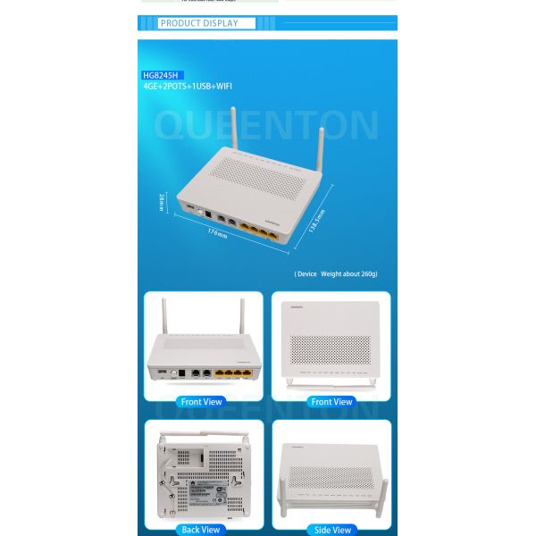 Huawei Hg8245 ONU Modem Fiber Optic 4ge 2 Pots Phone Ports Ftth Gpon Onu