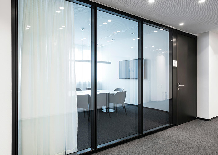 Hidden Frame Glazed Partition Multi-design Black White Aluminum Frame With Blind