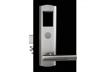 China Keyless Electronic Hotel Door Lock Silver 92.5mm Center Distance Lock Body on sale