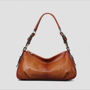 China Womens Bags Genuine Leather Brown Hobos Shoulder Bags Soft Travel Bags on sale