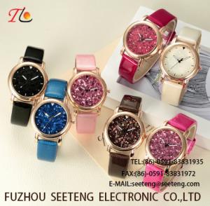 Wholesale Wholesale Delicate Dial PUStrap Ladies Wrist Watch Fashion Watch quartz watch AlloyCase Multicolor strap twinkling dial from china suppliers
