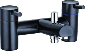 Wholesale Double Handle Bath Shower Mixer with Ceramic Valve in Black Finish T8201B from china suppliers
