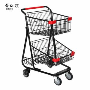Wholesale Double Basket Wire Shopping Cart Metal Black Customized Colors from china suppliers
