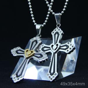 Wholesale Trendy Stainless Steel CZ Crystal Stones Inlay Cross Plus Symbol Necklace Pendant LDC76 from china suppliers
