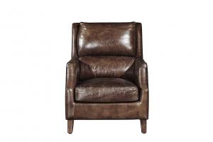 Wholesale Industrial Retro Vintage Cigar High Back Leather  Armchair With Solid Wood Legs from china suppliers