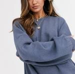 Oversize Plain Crew Neck Sweatshirt Dropped Shoulder Sweatshirt In Elephant Gray