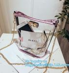 Promo custom clear pvc shopping bag, Vinyl Coating Handbags with Logo, shopping