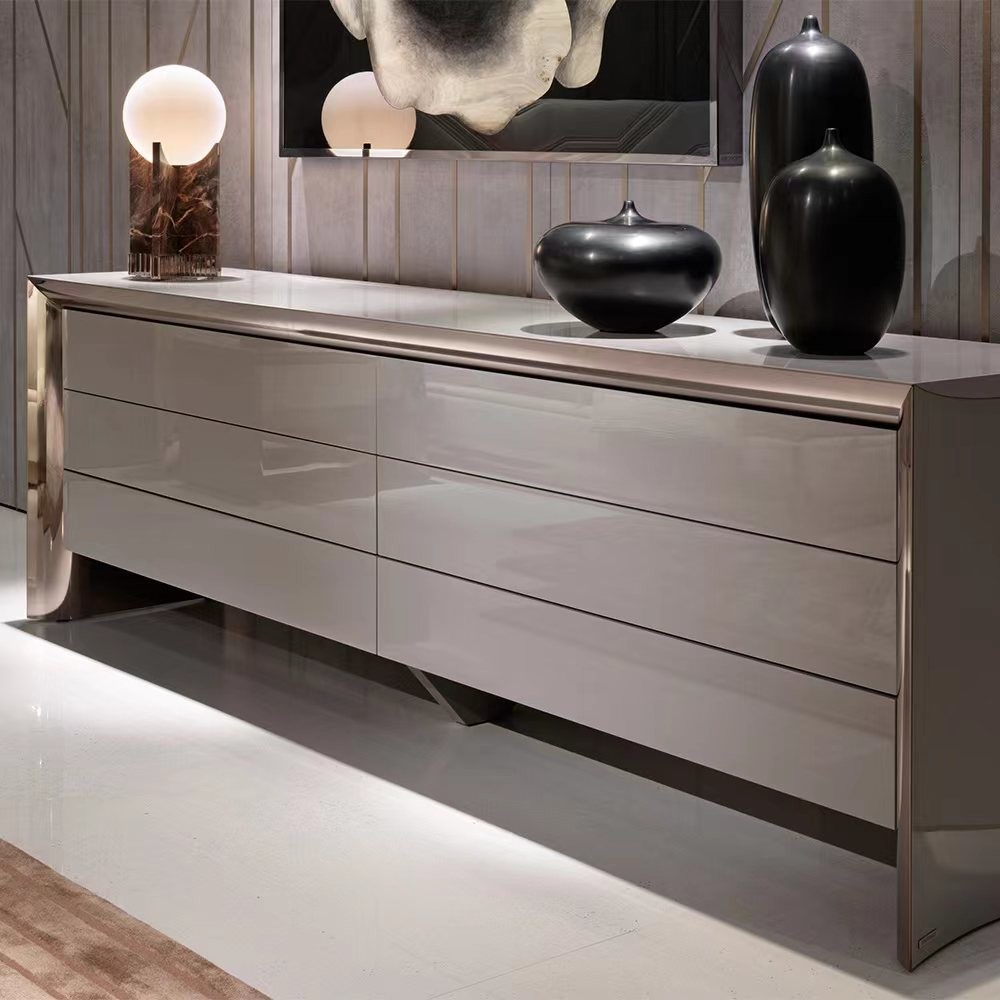 Luxury Stainless Steel Console Table ODM OEM Marble Top Sideboard