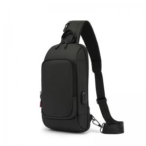 China Reverse Polyester Unisex Shoulder Bag , Black Crossbody Casual Bag With Back Pocket on sale