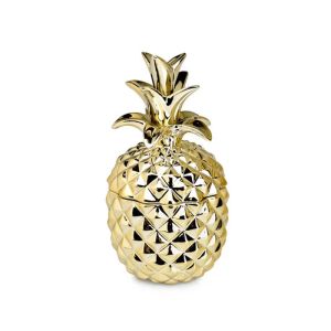 Customized Ceramic Candle Jar Containers Gold Pineapple Shape With Lid