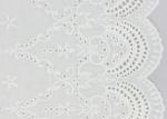 Embroidery White Cotton Net Lace Fabric , Cotton Eyelet Lace Fabric With
