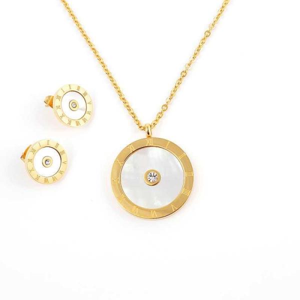 South American Fashion Stainless Steel Earrings With Matched Pendant Necklace