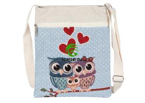 Wholesale Female Storage Owl Shoulder Bag Ethnic Style Double Zipper Diagonal Package from china suppliers
