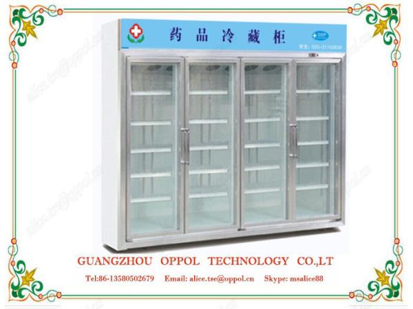 OP-008 Big Capacity Freezer Four Glass Doors Display Cooler For Pharmacy Storage