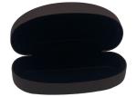Black Leather Wrapped Clamshell Metal Glasses Case Big Sized