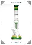 14 Inch Beaker Glass Water Pipe Green 8 Arms Perc With Phoenix Star Logo