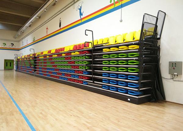 Nose Mounted Retractable Bleacher Seating Optional Aisle Lights With Safe Side