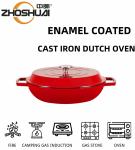 3.6qt Shallow Enamel Casserole Dish With Lid Multifunctional