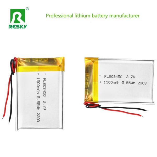 Square Lipo Battery Cell 803450 3.7v 1500mAh 5.55wh Solar Rechargeable Lithium Polymer Battery