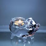 Simple Design Eco-Friendly Glass Transparent Animal Shape Pig Candle Holder for