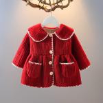 Girls Single Breasted Lotus Leaf Lightweight Windproof Jacket Lambswool Coat