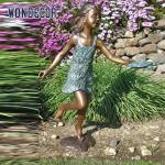 Custom Life Size A bronze statue of a girl playing in the garden