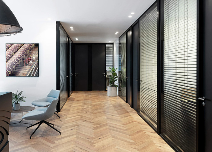 Framed Glass Dividers With Embedded Blinds Double Partition Wall For Office Division