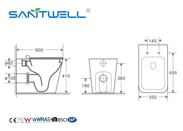 Sanitary Ware Ceramic Rimless Floor Standing Toilet Water Saving ODM / OEM