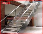 Double Steel Plate Staircase VK49S Tempered GlassLED Light strip, Stringer: 5mm