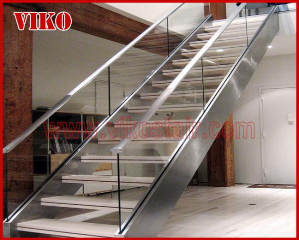 Double Steel Plate Staircase VK49S Tempered GlassLED Light strip, Stringer: 5mm
