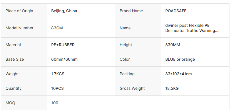 830mm ANTI-UV Flexible PE Delineator Post Traffic Warning Spring Post for Road Safety