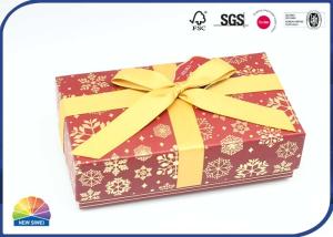 Wholesale 4C Print Christmas Ribbon Decorated Paper Gift Box Gold Stamping Custom from china suppliers