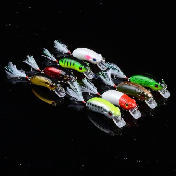 8 Colors 6.0CM/9.80g 8# Hooks Black feather hook plastic hard bait fake bait