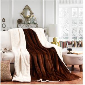 Wholesale Warm Double Layer Velvet Sherpa Blanket For Bed / Sofa , Micro Mink Sherpa Blanket from china suppliers