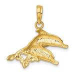 Carat in Karats 10K Yellow Gold Open Mouth Bass Fish Pendant Charm With 14K