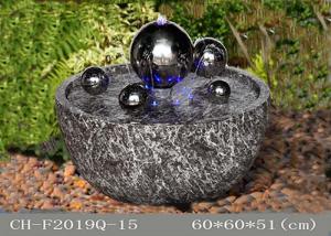 China Blue White Polyresin Ss Ball Led Fountain Garden Decoration on sale