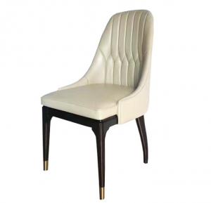 China Custom made beech wood frame leather upholstery dining chair on sale