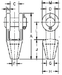 spelter socket With Load Pin Inside Open Wedge Socket for Spelter Socket