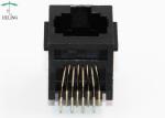 1x1 Ports RJ45 Ethernet Connector 180 Degree Black Housing Gold Plating