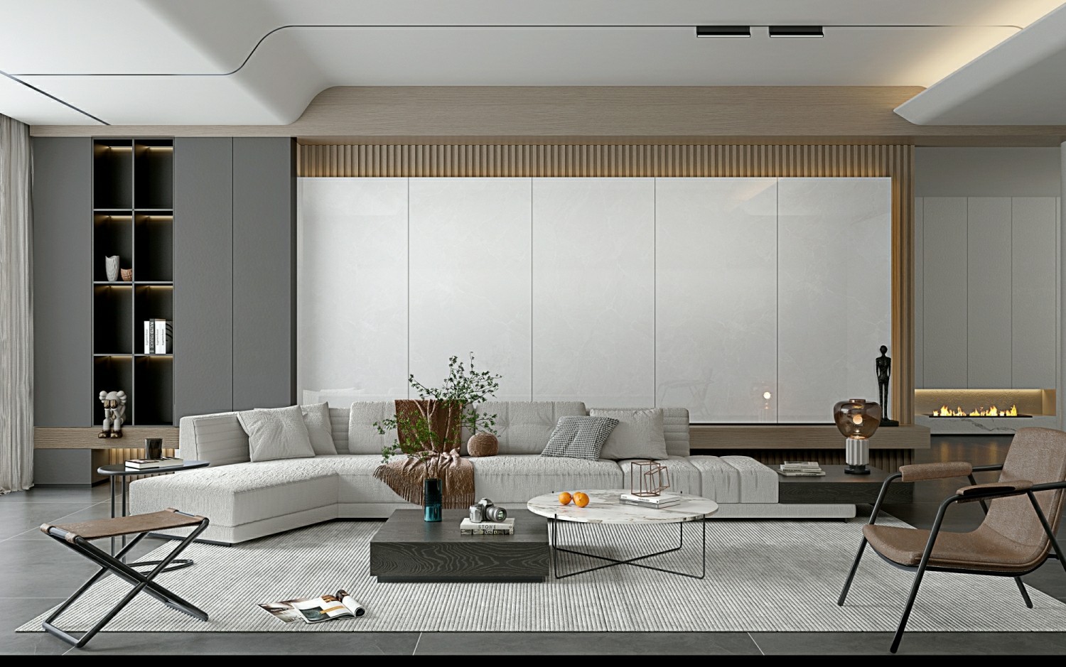Decorative 900x1800x9mm Vintage Gray Outdoor Wall And Indoor Floor Glazed Polished Porcelain Tile For Hotel