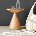 Oak Veneer End Table Natural Wood Top Solid Wood Legs Side Table For Living Room