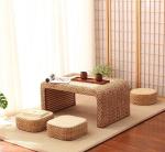 The Cane Makes Up Tea Table Natural Straw Woven Floor Table Natural fiber Window