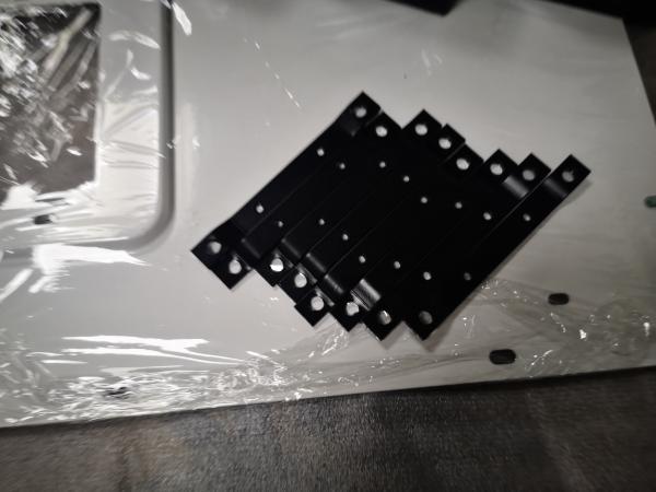 Custom Black Powder-Coated Stamped Mounting Brackets | Multi-Hole Sheet Metal