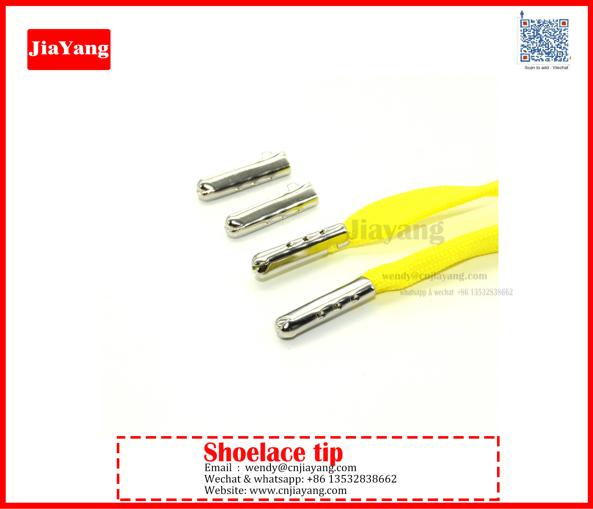 Jiayang metal aglet for end of shoelace drawstring garment